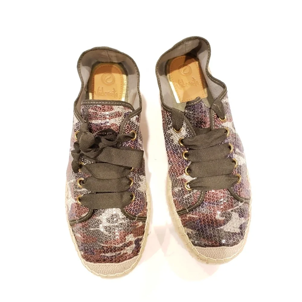 Sequin Camouflage Espadrille Sneaker - Olive Multicolor